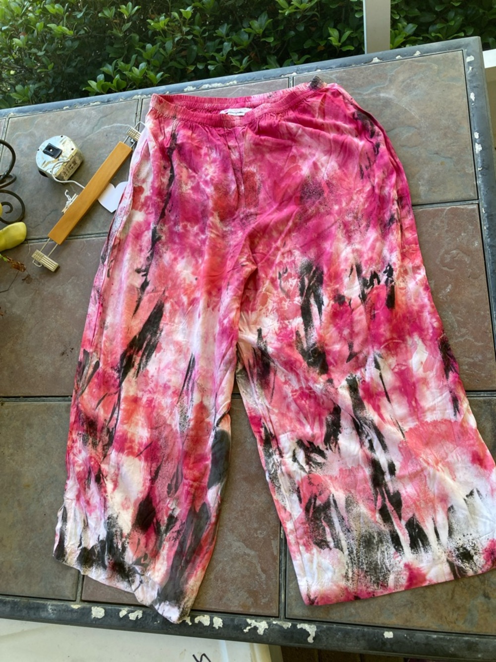 Women's Wide Leg Tie-Dye Pants in Pink Multi